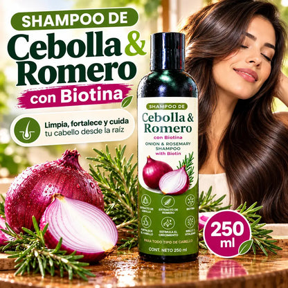 Shampoo de Cebolla, Romero y Biotina | Fortalece el Cabello Débil