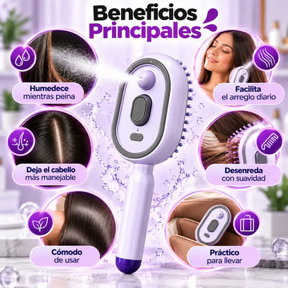 Cepillo para Cabello con Atomizador | Humedece y Peina al Mismo Tiempo
