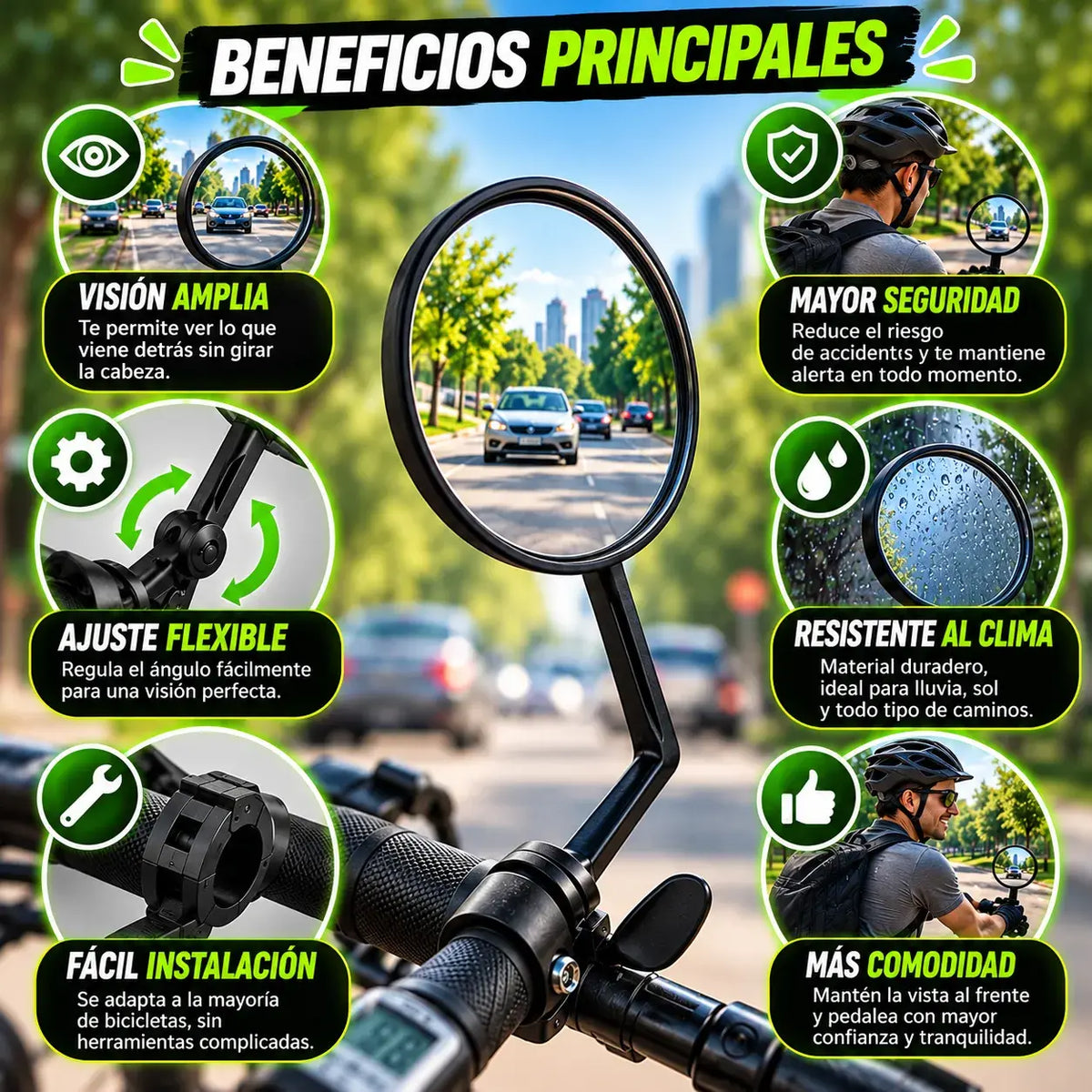 Espejo Retrovisor para Bicicleta | Mira Detrás sin Girar la Cabeza