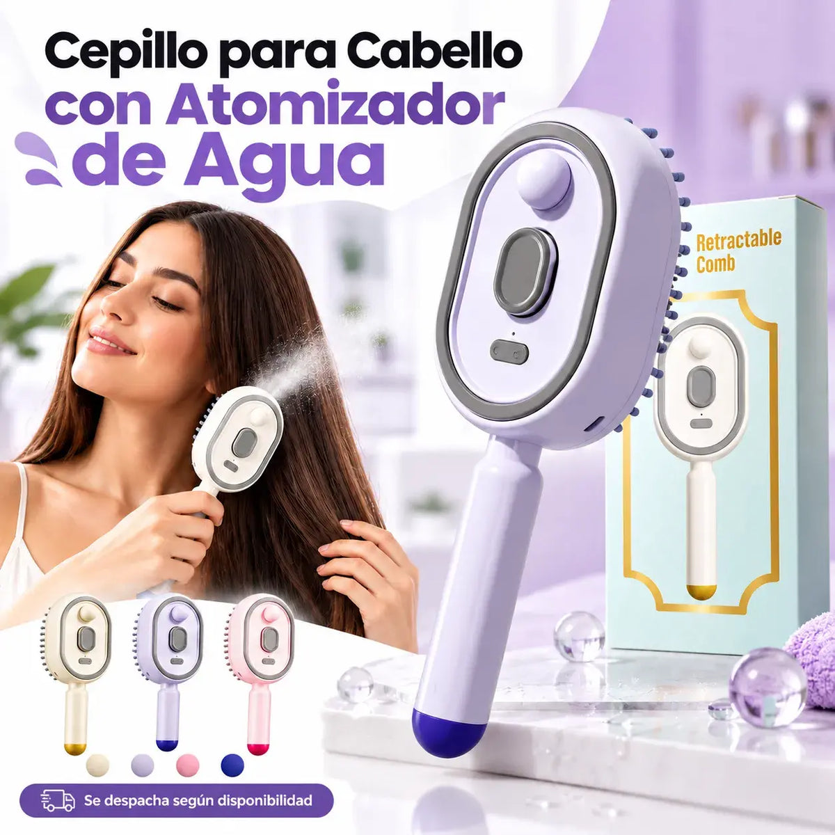 Cepillo para Cabello con Atomizador | Humedece y Peina al Mismo Tiempo
