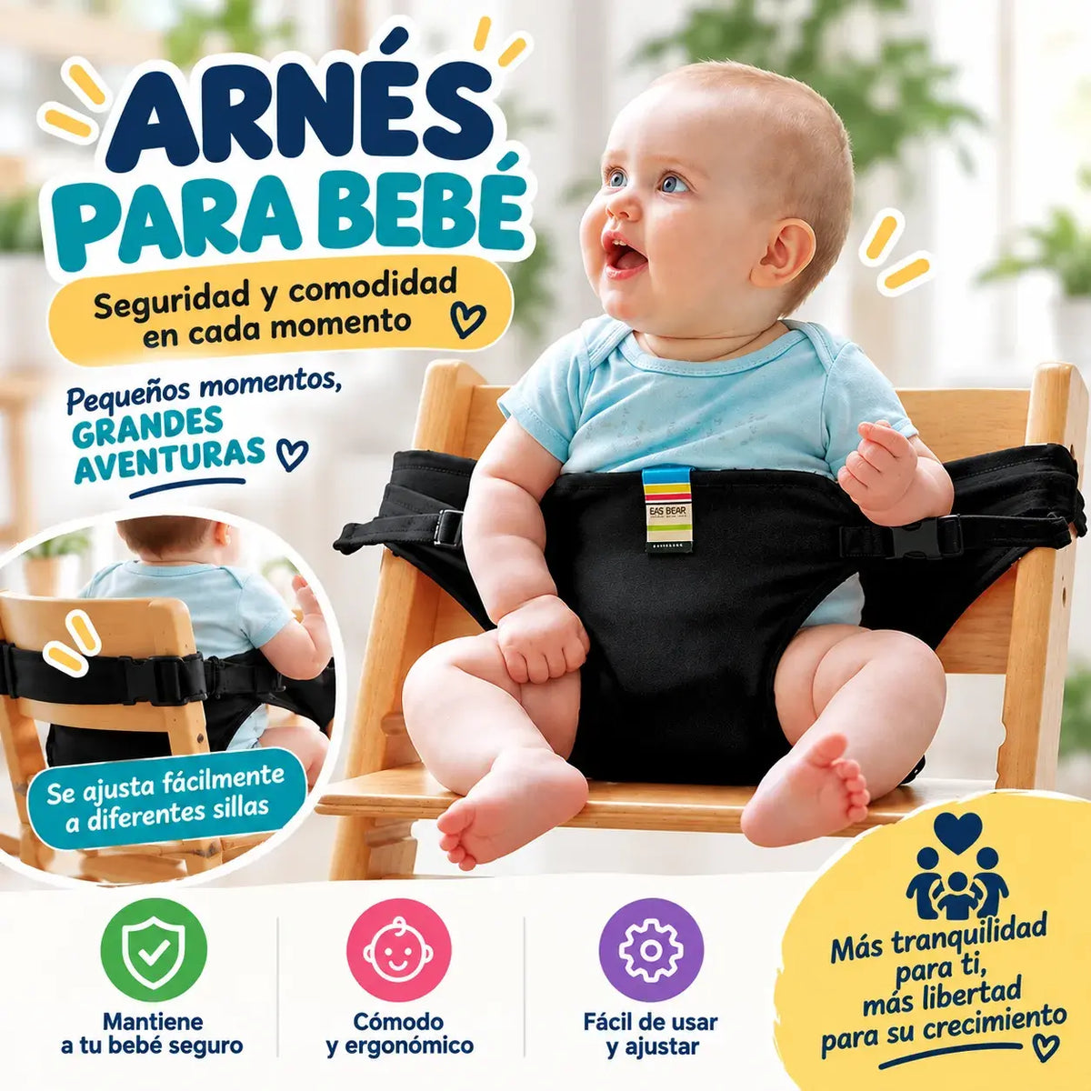 Arnés de Seguridad para Bebé | Sujeción Cómoda y Ajustable