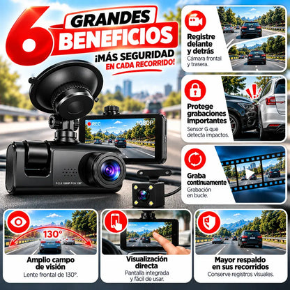Cámara DVR para Auto | Graba lo que Ocurre Delante y Detrás