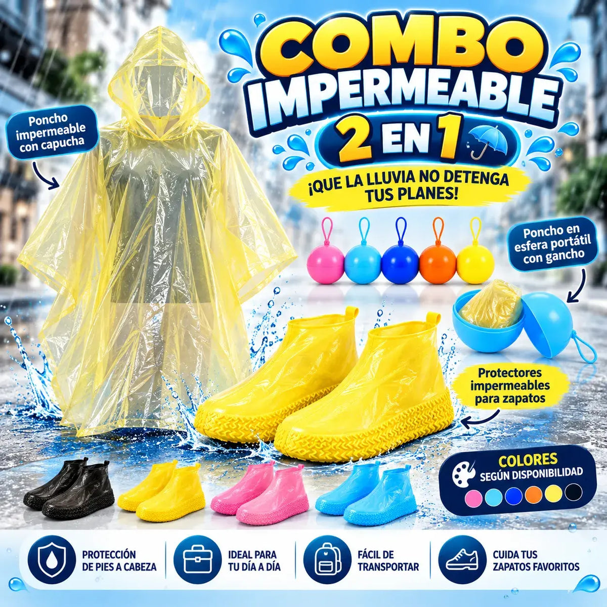 Combo Impermeable 2 en 1 | Protege tu Ropa y Zapatos de la Lluvia