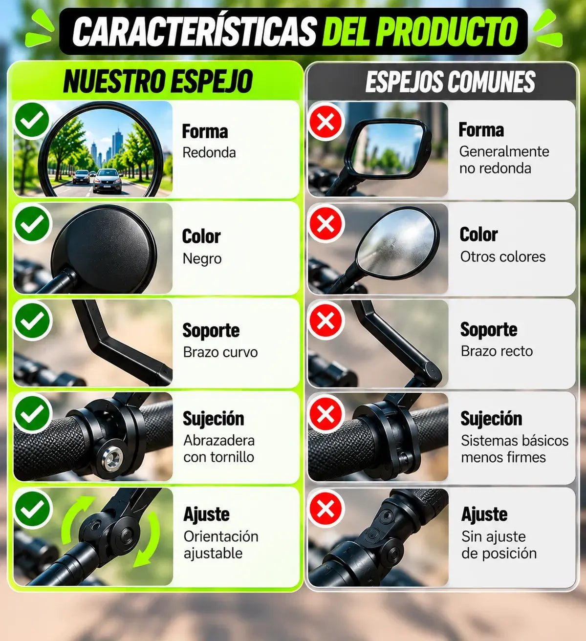Espejo Retrovisor para Bicicleta | Mira Detrás sin Girar la Cabeza