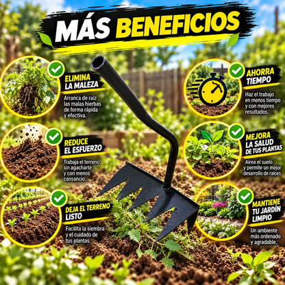 Rastrillo Deshierbador de Acero | Quita Maleza en Huertos y Jardines