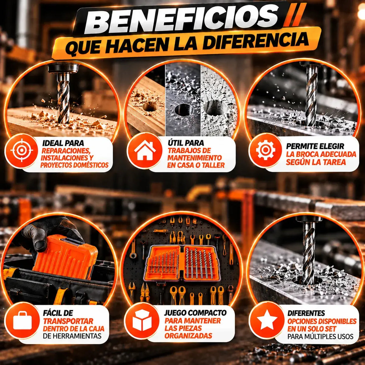 Juego de 13 Brocas para Taladro | Para Reparaciones y Proyectos en Casa