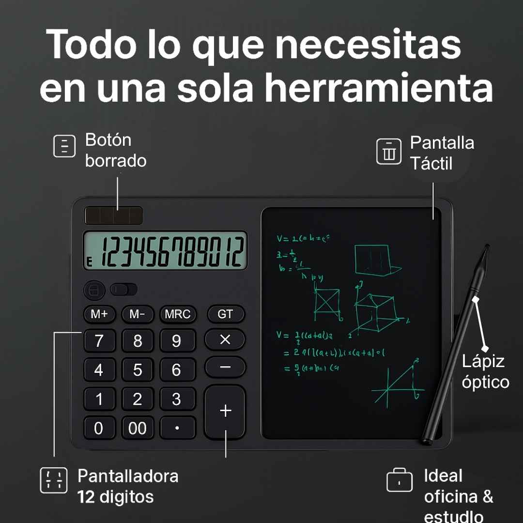 Smart® Calculadora con Pantalla y Lápiz Óptico - Ideal para Oficina, Estudio o Negocio